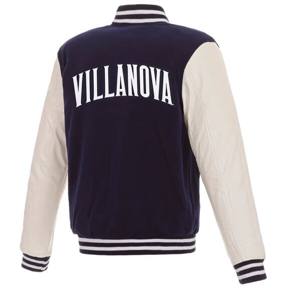 Villanova Wildcats Reversible Fleece Jacket with Faux Leather Sleeves - Picture 1 of 6